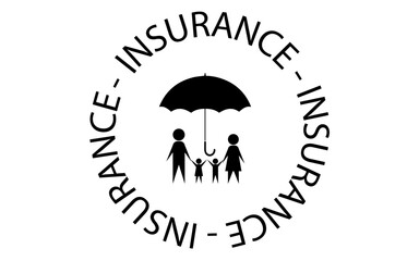 Insurance icon with family image, vector insurance icon image