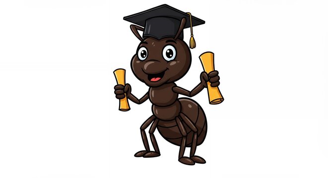 brown ant graduate holding diplomas clip art preview