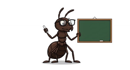 Cartoon ant teacher educational illustration
