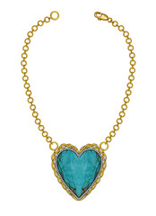 Jewelry design celtic heart gold necklace with turquoise and diamond by hand drawn. 