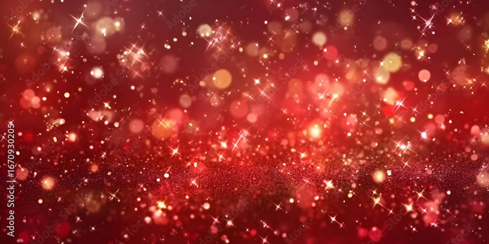 Poster a beautiful abstract background featuring shimmering red lights and sparkling bokeh effects, perfect