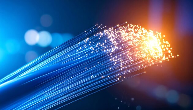 Fiber Optic Cable with Glowing Light.