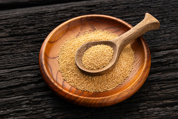 Amaranth seeds in the bowl and spoon - Amaranthus. Healthy food
