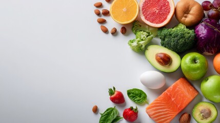 Naklejka premium The role of nutrition in maintaining health with copyspace for custom design and messaging. A balanced diet and proper nutrition contribute to overall well being and prevent chronic disease