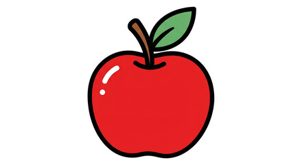 Fototapeta premium Red Apple Cartoon 2D Illustration Transparent Background