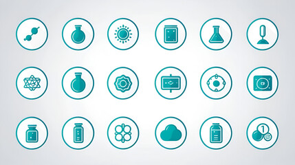 Set of 10 simple icons - Cytochrome P450 enzyme icons - CYP3A4, 2D6, 2C9 and more. Simple design illustration.