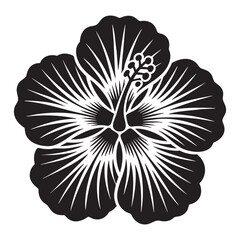 Striking Hibiscus Tropical Mandala Silhouette Illustration With Radial Overlapping Petals In Bold Black Design