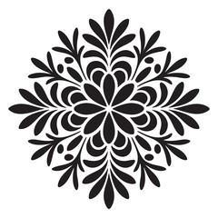 Intricate Ornamental Mandala Silhouette Cluster Featuring Layered Floral And Geometric Motifs In Bold Black On White