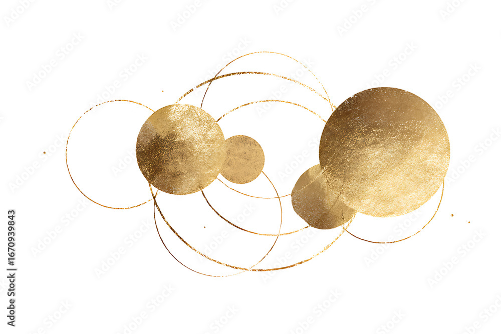 Aufkleber abstract golden circles and spheres with elegant lines creating a modern design for digital backgrou