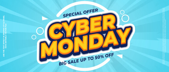 Cyber ​​Monday sale banner template design for advertising posters. Includes editable text