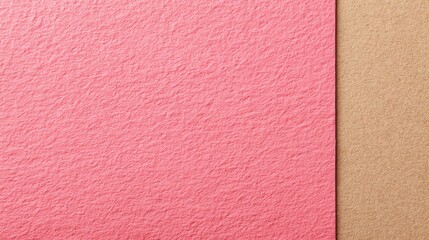 Fototapeta premium Cheerful lemonade pink tone color paint on kraft environmental friendly cardboard box blank paper texture background with space minimal style