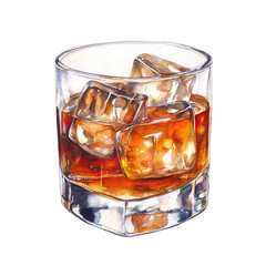 Vieux Carré Cocktail with Ice Cubes in Rocks Glass
