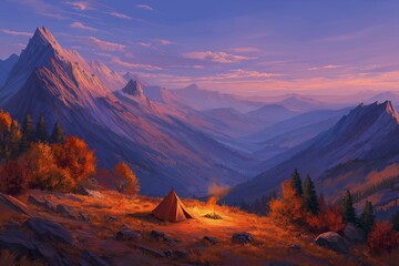 Fototapeta premium camping scene 