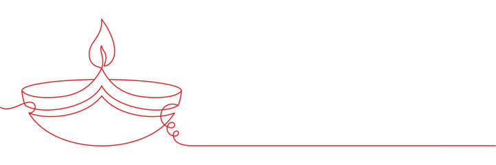 Diya diwali line art style on white background	