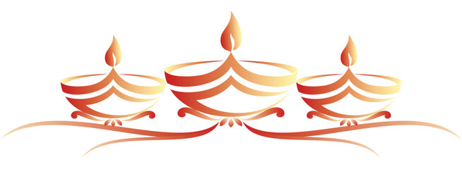 Obraz premium Red Diya diwali line art style