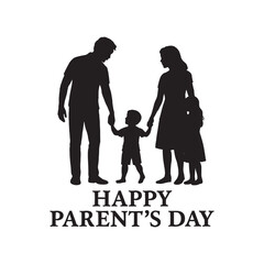 Happy Parents Day Silhouette of Family Holding Hands Father Mother Son and Daughter Celebrating Parenthood and Family Love