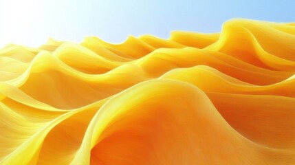 A vibrant, flowing landscape of yellow waves against a soft blue sky.