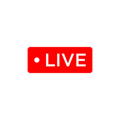 rectangular red button live stream vector icon