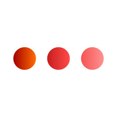 color palette with three circular swatches. the gradient progresses from a rich orange on the left, through a vibrant red in the middle, to a softer, lighter shade of red or coral on the right