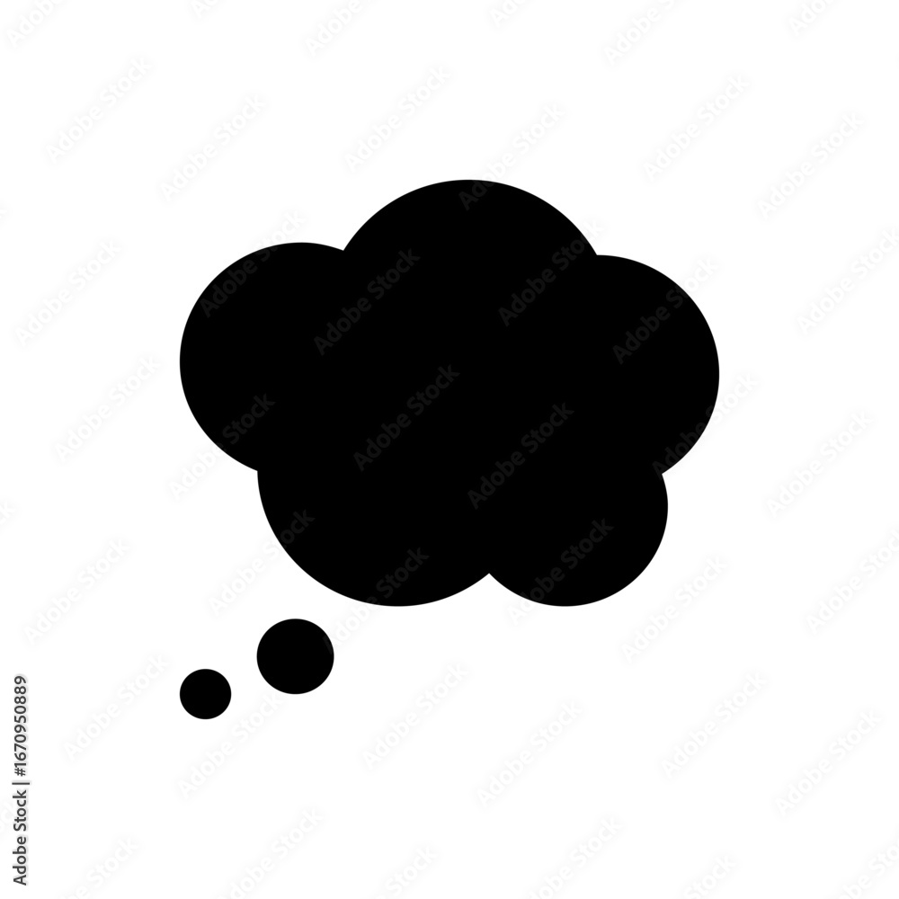 Aufkleber black thought bubble with two smaller circles below it indicating thinking or speech in a simple des
