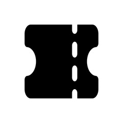 Black ticket stub with rounded edges and perforated line in the center on a white background design element