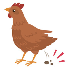 鶏と鶏糞のイラスト
