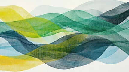 Abstract waves in varying colors create a fluid, dynamic composition.