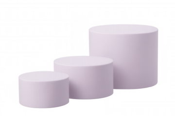 Three empty lavender podiums of increasing height create ascending steps, perfect for showcasing products or awards on a transparent background