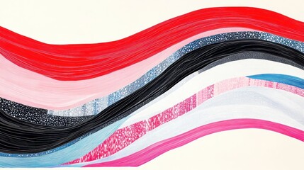 Abstract artwork featuring flowing lines in various colors and patterns.