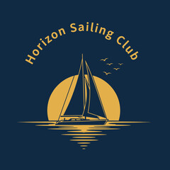 Sailboat logo for a sailing club at sunset.