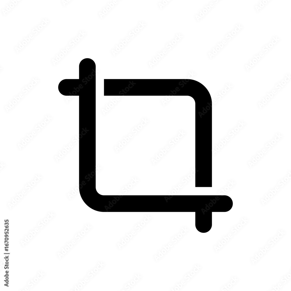 Poster black crop tool icon with rounded corners indicating image editing and adjustment capabilities shown