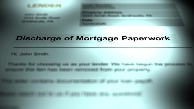 Discharge of Mortgage Paperwork from Generic Lender.