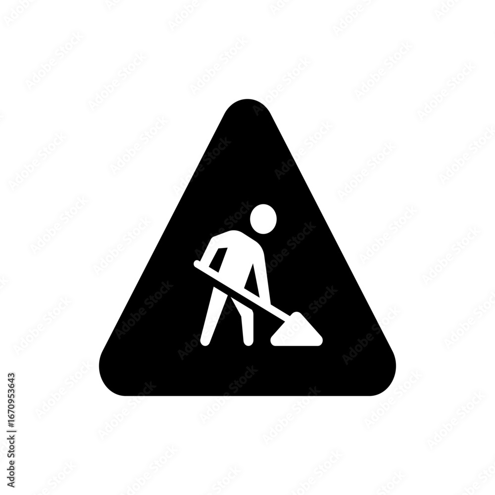 Poster illustration of a simple black umbrella with a curved handle and rounded top on a plain white backgr