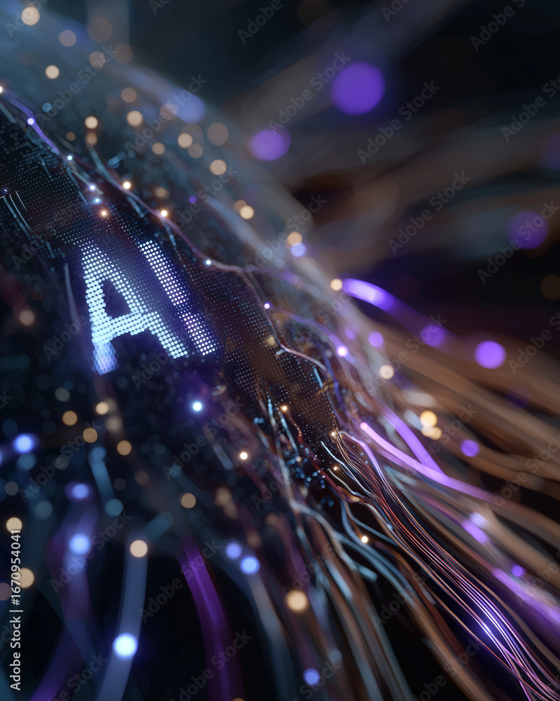 Poster ai convergence: a visually captivating depiction of artificial intelligence, showcasing a fusion of 
