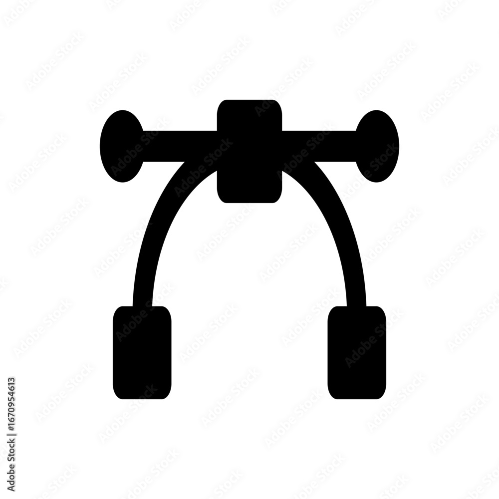 Aufkleber illustration of a bezier curve tool with handles and anchor points for graphic design applications