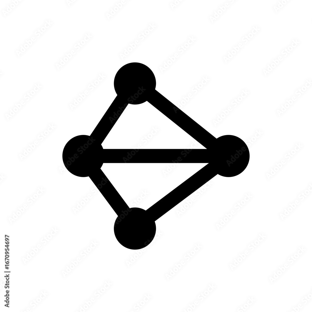 Poster illustration of a network graph with five nodes connected by lines in a geometric arrangement