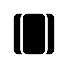 Three black rounded rectangles overlapping each other creating a layered effect in a simple design element