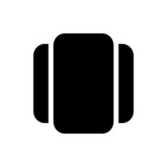 Black rounded rectangle with two smaller rounded rectangles on either side in a symmetrical arrangement