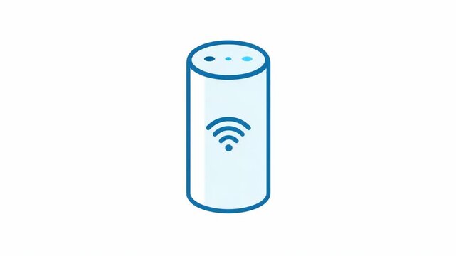 Blue smart speaker with a built-in microphone and Wi-Fi connectivity.