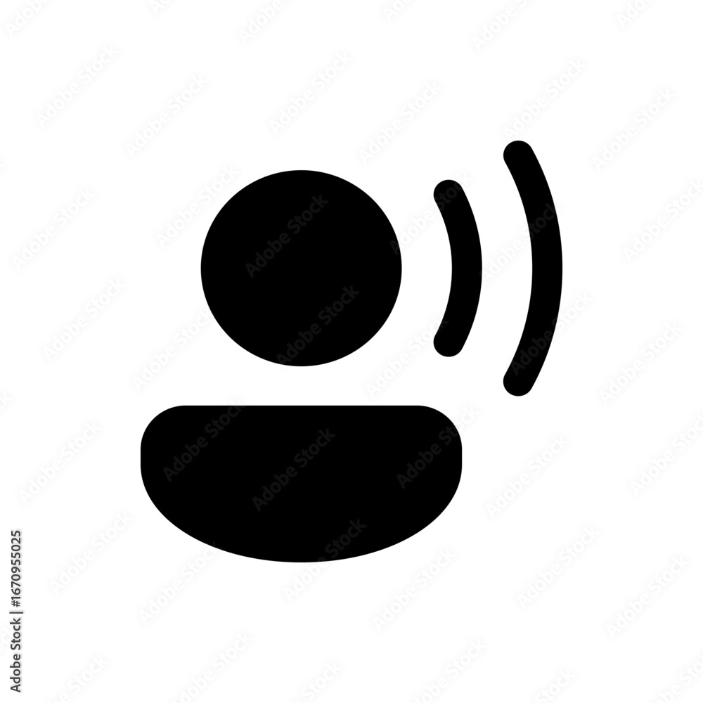 Poster black speaker icon with sound waves emanating from it on a white background in a simple flat style