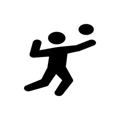 Silhouette of a person with one arm raised holding a ball and another ball above the raised arm playing sport