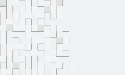 Abstract white elegant random pattern background with multiple colour shape | Random shifted white cube boxes block background wallpaper banner with empty space