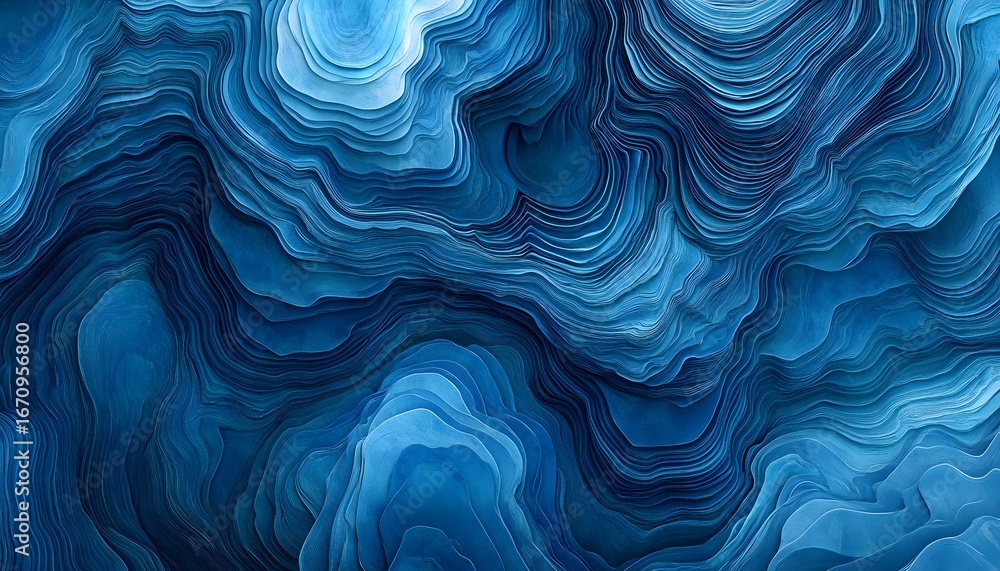 Aufkleber the image shows an abstract landscape with layered blue shades creating a three-dimensional effect r