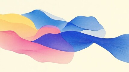 Abstract flowing waves in soft pastel colors create a serene and harmonious visual effect.