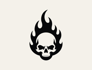 Fire skull flame vector icon logo