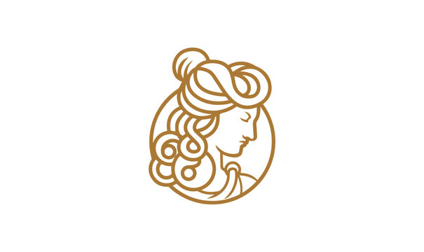 Aphrodite Greek beautiful icon gray vector graphics
