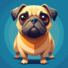 Adorable pug puppy with big sad eyes and wrinkled face