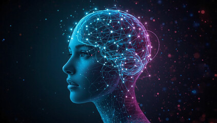 Obraz premium AI brain with neural network connections, futuristic technology concept.