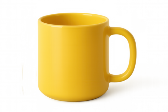 Simple yellow mug isolated on a transparent background, ideal for showcasing your designs or adding a touch of color to your projects