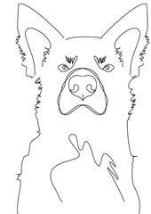 Dibujo de perro en línea continua minimalista, arte lineal de mascota